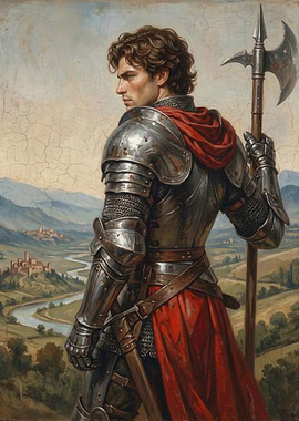 Knight with Halberd in Landscape