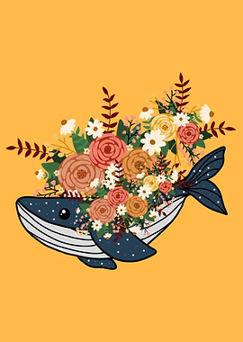 Whale with Floral Crown