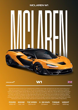 McLaren W1 Supercar Car Poster
