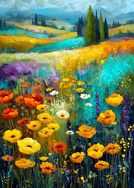 Impressionistic Floral Landscape Painting