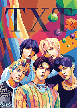 TXT K-Pop Group Pop Art Portrait