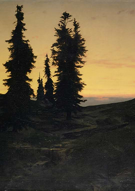 Silhouette of Trees at Sunset