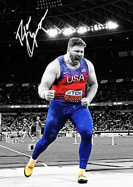 Ryan Crouser celebrating shot put victory