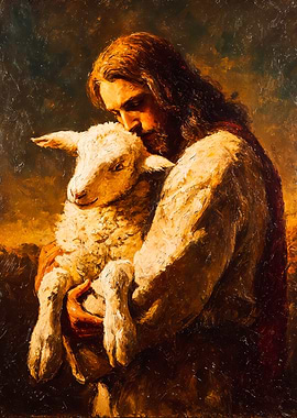 Jesus Christ Holding White Lamb