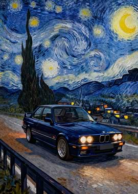 BMW E30 in Starry Night Style