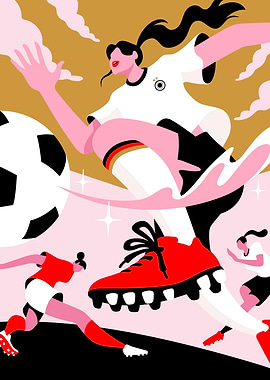 Women's Soccer Match Illustration