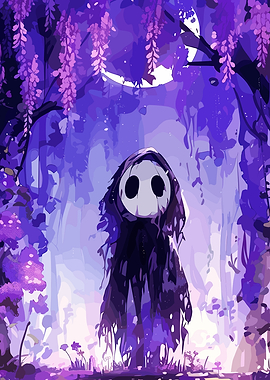 Mysterious Figure in a Purple Forest