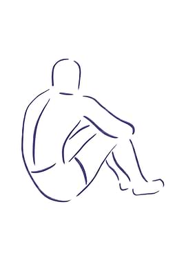 Person sitting, minimalist line art