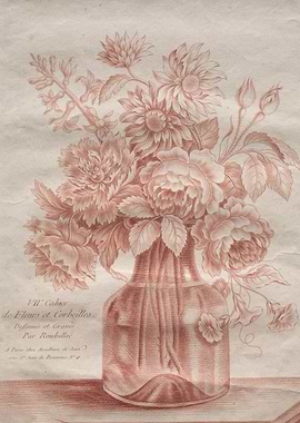 Vintage Floral Arrangement in a Glass Vase