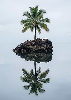 Palm Tree Island Reflection