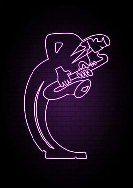Neon Saxophone Player Silhouette
