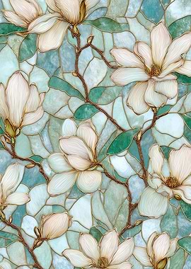 Stained Glass Magnolia Pattern