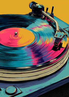 Turntable with Vinyl Record