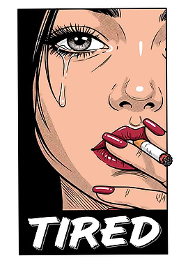 Crying Woman Smoking Cigarette