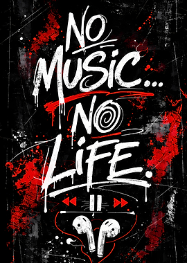 No Music No Life Text Art