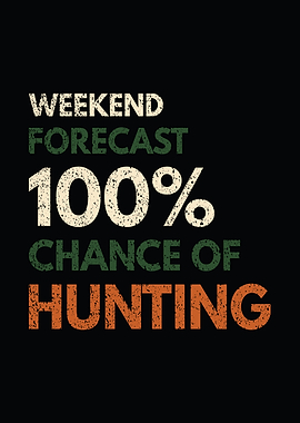 Rustic cabin wall art 'Weekend Forecast: 100% Chance of Hunting' man cave and outdoors wall