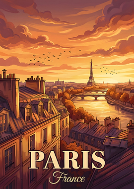 Paris Skyline at Sunset