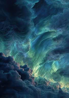 Cosmic Nebula with Aurora