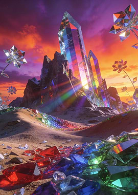 Colorful Jewel Mountains on Sand Dunes