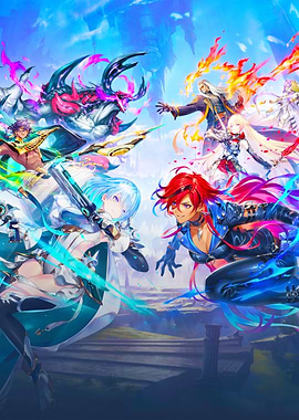 Anime characters in a fantasy battle