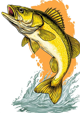 Jumping Yellow Fish in Water