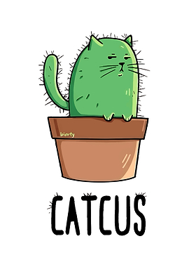 Cute Cat Cactus Illustration