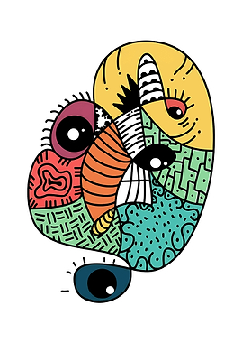 Abstract Doodle Face with Eyes