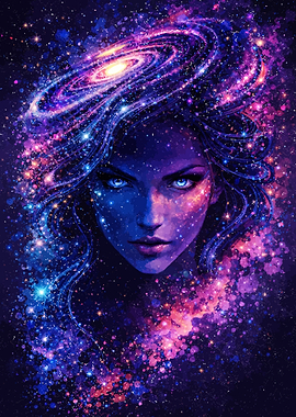 Cosmic Woman Galaxy Portrait