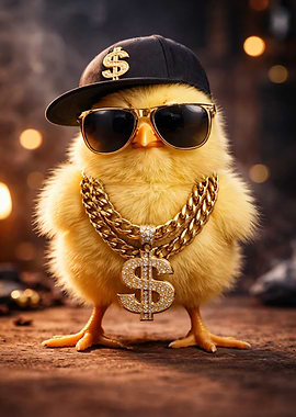 Cool Chick with Gold Chains