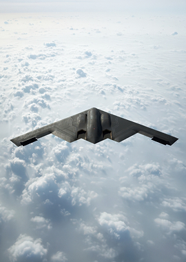 B-2 Spirit Bomber Flying Above Clouds