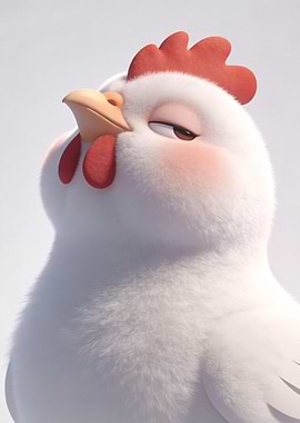 Cute cartoon chicken with blush