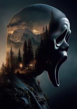 Ghostface Mountain Landscape Double Exposure