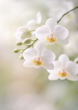 Delicate White Orchids in Soft Light