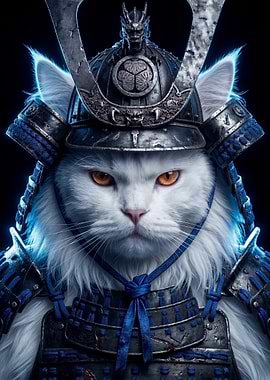 The Silver Ronin Samurai Turkish Angora Cat Warrior