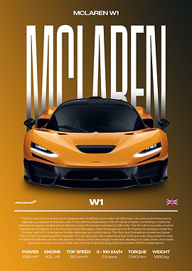 McLaren W1 Supercar Car Poster