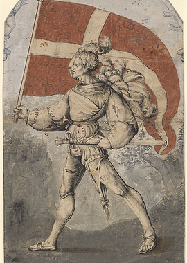 Man carrying a large flag