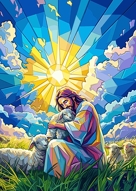 Jesus Embracing a Lamb