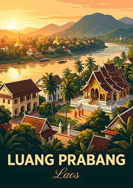 Luang Prabang, Laos Travel Poster
