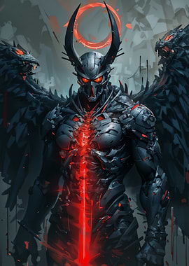Demonic Warrior with Wings and Halo