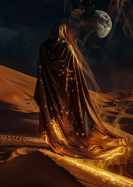 Mysterious Traveler in the desert