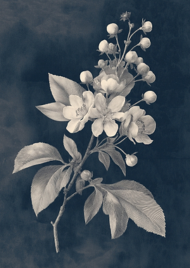 Vintage Floral Branch Illustration