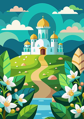 Pixel Art Castle Landscape