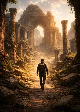Adventurer in ancient ruins