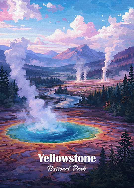 Yellowstone National Park Geothermal Landscape