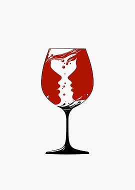 Wine Glass with Silhouettes