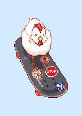 Chicken on a Skateboard