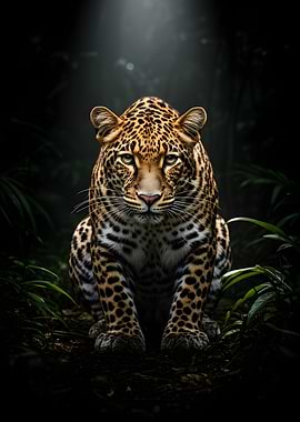 Leopard in a Dark Forest