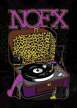 NOFX Record Player with Leopard Print
