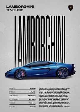 Lamborghini Temerario Car Poster