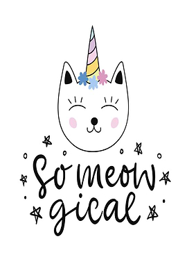 Cute Cat Unicorn With Text